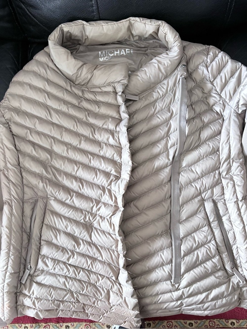 Michael Kors Lightweight Beige Quilted Packable Puffer Jacket